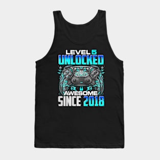 Level 5 Unlocked Awesome Since 2018 5Th Birthday Gaming Tank Top